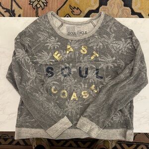 SoulCycle Heather Gray Sweatshirt with Gold and Navy Accents
